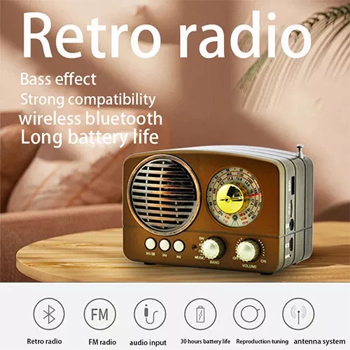 Radio Retro Portatil Inalámbrica Usb Bluetooth Fm-am-sw Mp3