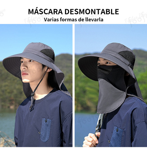 Sombrero De Pescador Para Sol Protector Con Manga Verano