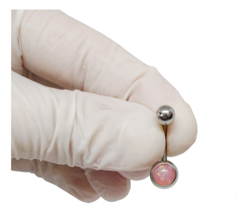 1 Piercing Ombligo Acero Quirurgico Con Opalo Colores Color Rosa