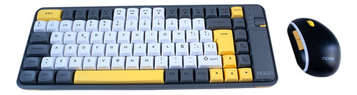 Combo Teclado Mouse Recargable Usb Bluetooth Noga Q20 Amarillo Y Negro
