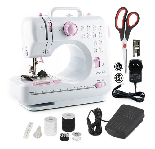 Máquina Coser Gadnic Maqcos02 12 Puntos Pedal Luz Falso Overlock Y Tijera Color Blanco 220v