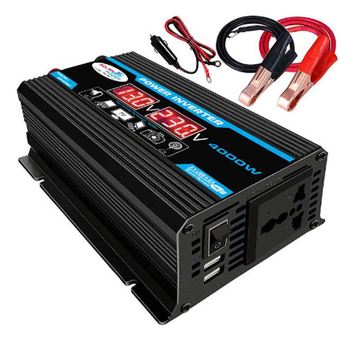 Negro Del Transformador Del Voltaje 12v A 220v Con La Exhibi