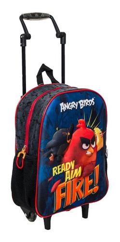 Mochila De Rodinhas Angry Birds Infantil Azul Menino Escolar