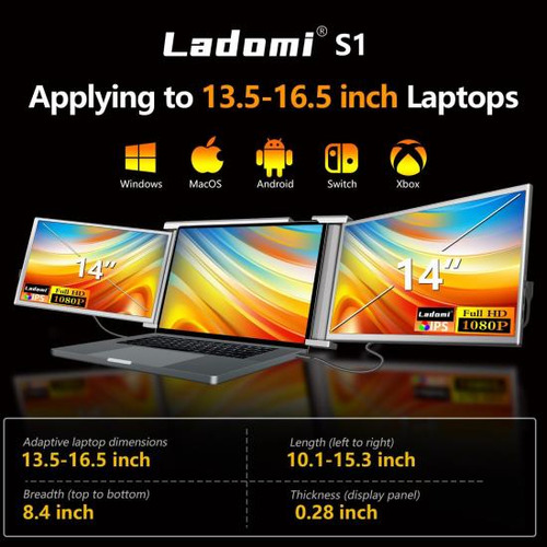 Extensor De Pantalla Triple Para Computadora Portátil Ladomi