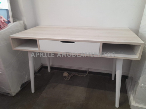 Imagen 2 de 6 de Escritorio Nórdico Escandinavo Patas Cajon Estantes
