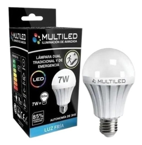 Foco Led Luz Emergencia Lámpara Autónoma 7w Multiled