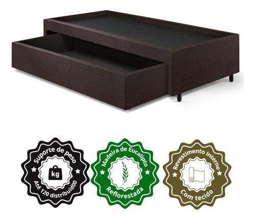Box Com Gaveta 96 103x208x38 Cm Courino Linho Marrom