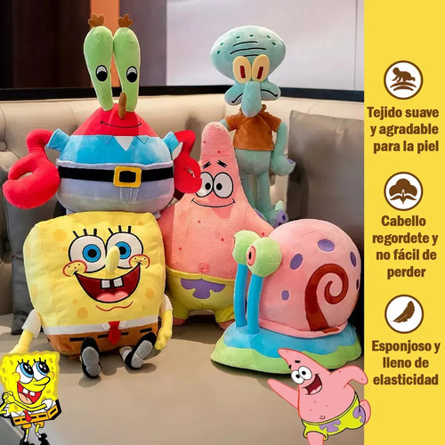 Qc Juego De Peluches De Bob Esponja Con 5 Personajes