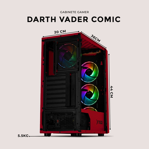 Gabinete Xtreme Pc Darth Vader Comic Edition Atx 4 Fan Argb