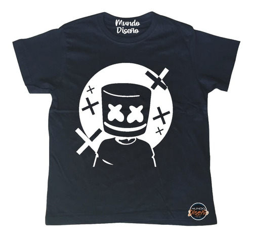 Polera De Niño 100% Algodón Dj Marshmello Rostro Esfera