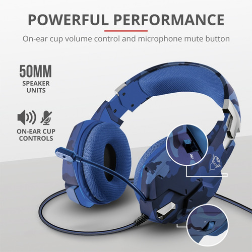 Imagen 9 de 9 de Audifono Gamer Trust Gxt 322b Carus Pc Ps5 Xbox Switch Azul