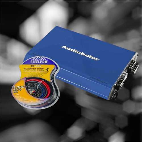 Amplificador 4ch Audiobahn Azul+kit De Instalación Cal 4