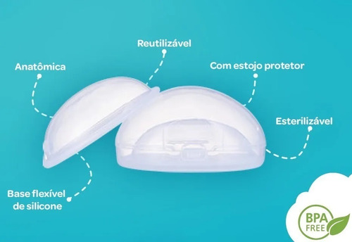 Imagem 2 de 4 de Par De Conchas P/ Seio Amamentação C/ Estojo Pimpolho 91801