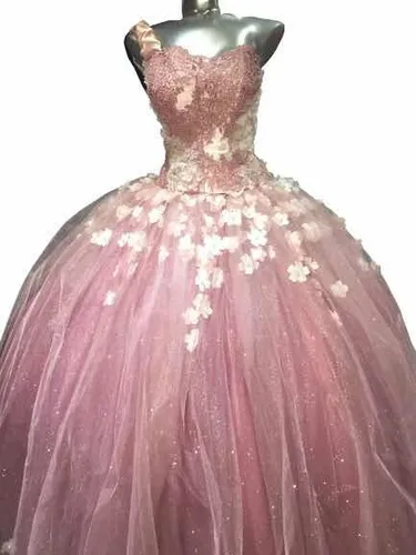 Vestidos de quince 2025 años color rosa palo