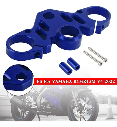 Pinza De Árbol Triple Cnc For Yamaha R15 V4 22 Azul