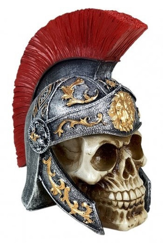 Crânio Caveira Soldado Romano Medieval Decorativo Resina