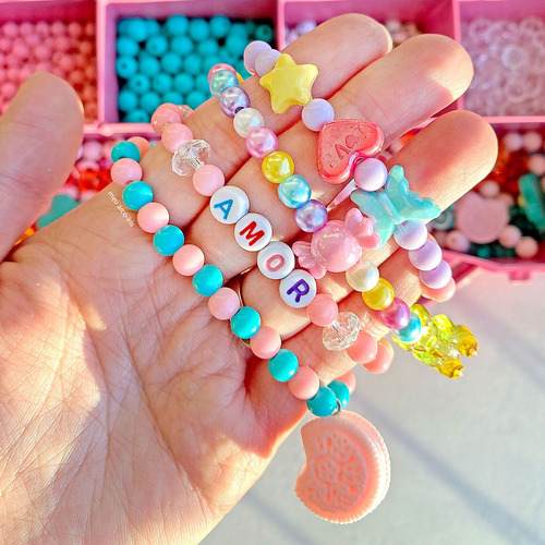 Miçanga Bola 6 Mm Com Furo Passante Bijuteria Cores Cor Rosa
