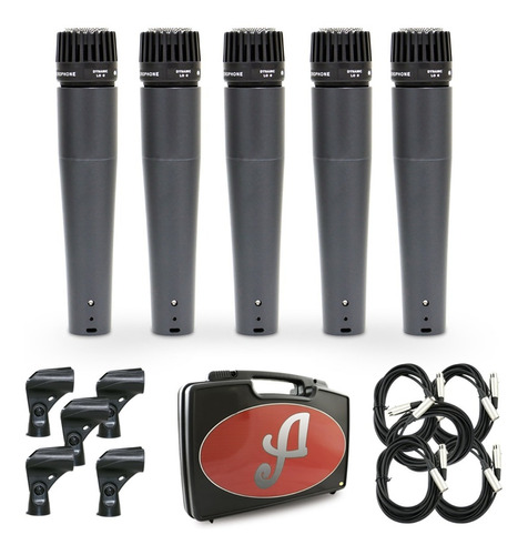 5 Mics Arcano Renius-7 Kit Cabos Xlr Mono Cachimbos Maleta