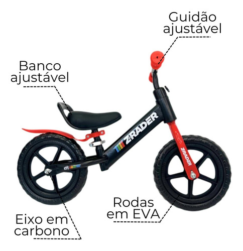 Bicicleta Equilíbrio Infantil Aro 12' Preta Z-rader Kids