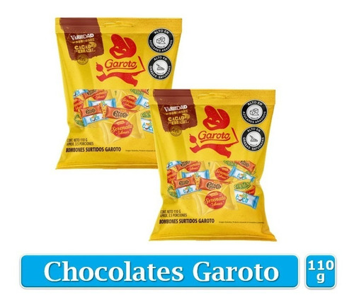 Chocolates Garoto Variedad Cacao De Brasil 110gr X2 Uds