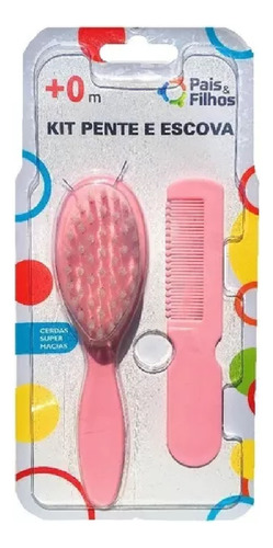 Kit Pente E Escova Rosa Para Bebe 790084 Pais E Filhos