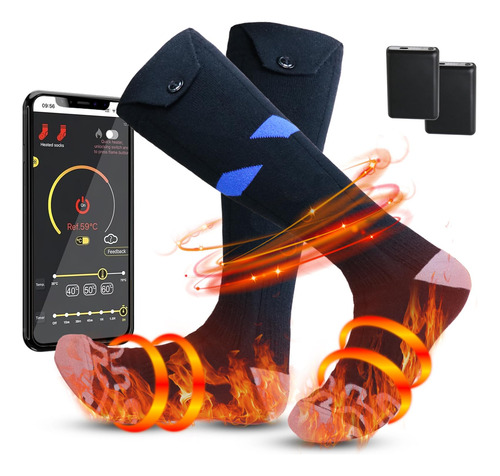 Calcetines Térmicos Eléctricos 7.4v 5000mah Para Invierno Negro Diseño De La Tela Talle