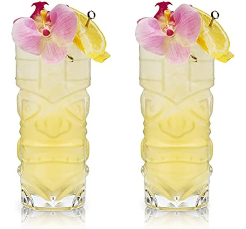 Viski Pacific Crystal Tiki - Juego De 2 Vasos, Cristal Trans