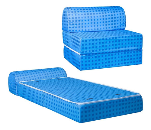Sillón Sofa Cama Maxiking Celeste Colchón 1 Plaza