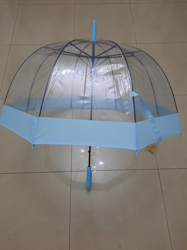 Paraguas Transparentes Campana Con Borde Celeste