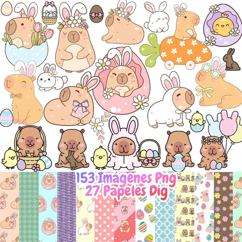Kit Imagenes Png Capibara Pascuas Cliparts Papeles Digitales
