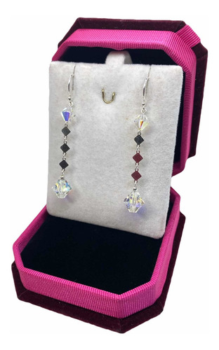 Joyas Plata 925 Aros Xilion Cristal Swarovski