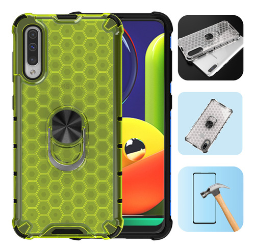 Funda Para Galaxy A50 Con Mica Varios Modelos Antigolpes Amarillo Honey Ring