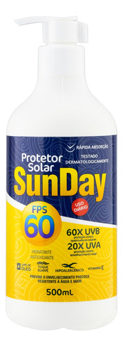 Protetor solar  Sunday  Protector Solar 60FPS  en creme 500mL