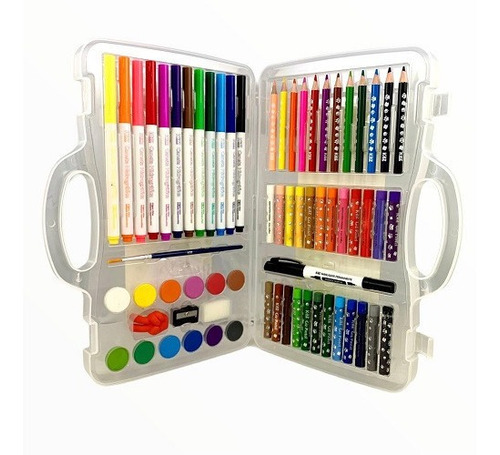 Maleta Kit Artístico Escolar Para Colorir Fofinho C/65 Peças