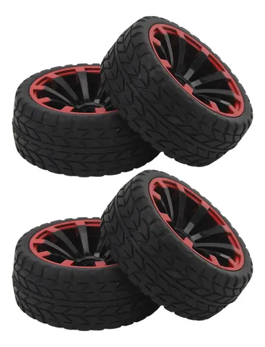 Fydun 4 Ruedas de Coche RC a Escala 1/10 y Neumáticos de Goma para Vehículos de Control Todoterreno: Bujes de Plástico, Agarre Fuerte, Manejo Mejorado