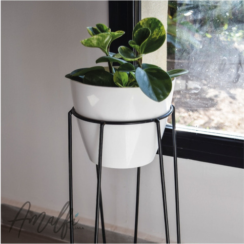 Pie Porta Maceta De Hierro Nórdico 40 Cm Alto 18 Cm Diámetro