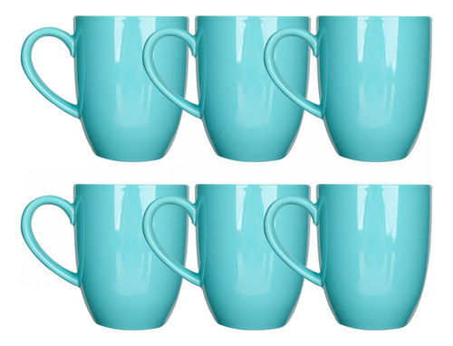 6 Tazas Tarro 380ml Set De Cerámica Colors Vencort