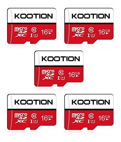 Kootion 5 Pack 16gb Micro Sd Cards Class 10 Microsdhc Flash 