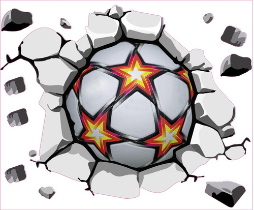 Imagen 2 de 4 de Vinilo Decorativo Pelota De Futbol Rompe Pared Estrellas Big