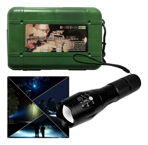 Linterna Led +1000 Lumen Recargable Luz Regulable Potente Linterna Negro Luz Blanco