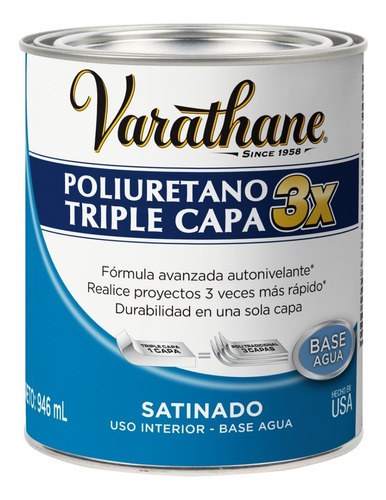 Poliuretano Satinado Varathane 3x Triple Capa X 946 Ml 