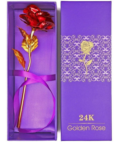 Rosa Artificial Golden Rose 24k De 25.5cm, Rojo