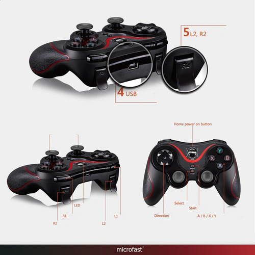 Imagen 5 de 7 de Joystick Para Ps3 Y Pc Inalámbrico Bluetooth Seisa Vibración