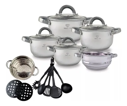 comprar Jogo De Panelas Genebra 19 Peças Inox - Promoção