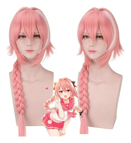 Peluca Anime Cosplay Para Mujer Halloween Rosa Disfraces Ani