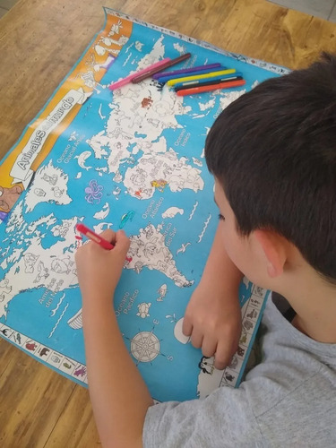 Imagen 4 de 8 de Mapa Planisferio Animales Para Pintar Mundo Plan Z Playking