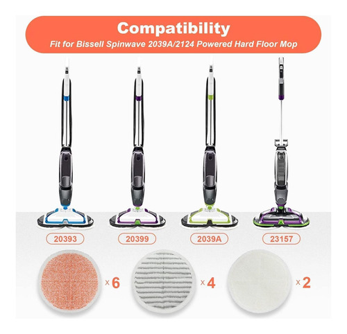 Almohadillas De Reemplazo Para Bissell Spinwave Mop: 16 Para
