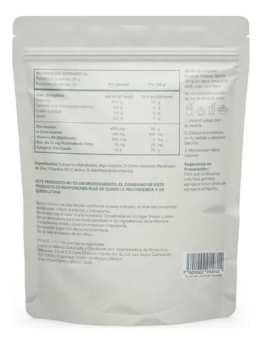Reset Myoinositol Collagen Myo&dchiro Inositol 600g Sin Sabor