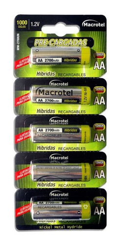 Pilas Recargables Aa, 5 Unidades, 2700 Mah, Macrotel