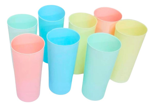 Vasos Trago Largo - Colores Pasteles Mil Ideas (15 Unid)